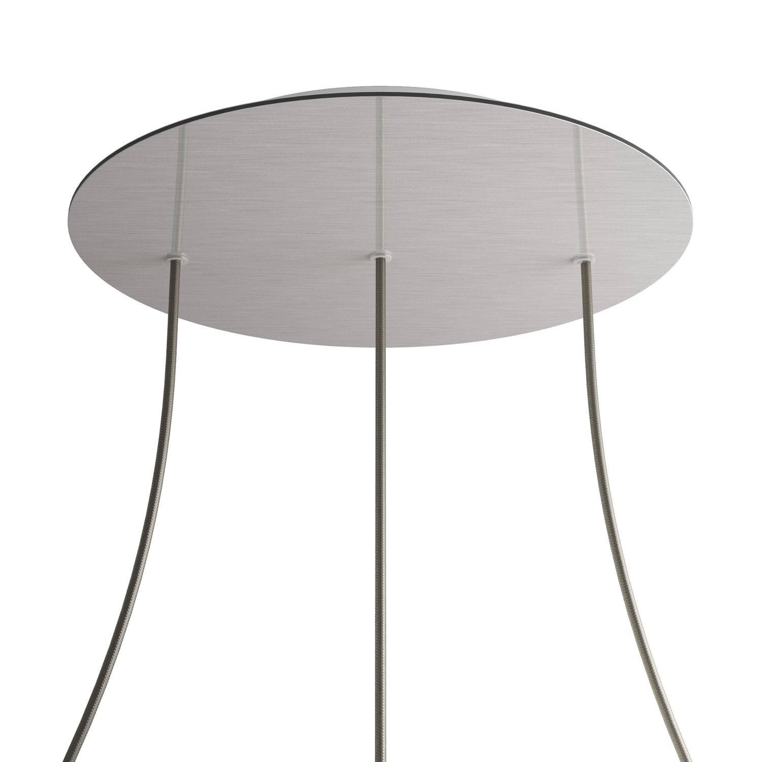 3 In-line Holes - EXTRA LARGE Round Ceiling Canopy Kit - Rose One System - Satin Steel Dibond
