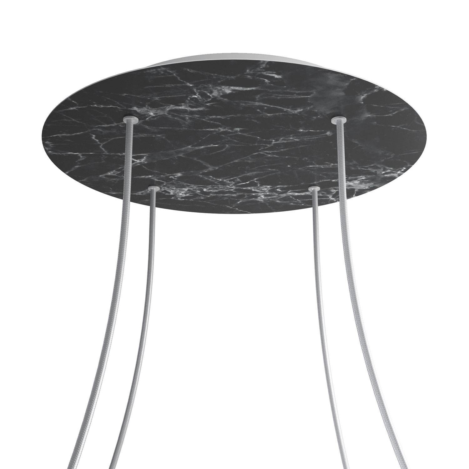 4 Holes - EXTRA LARGE Round Ceiling Canopy Kit - Rose One System - Marble Marquina
