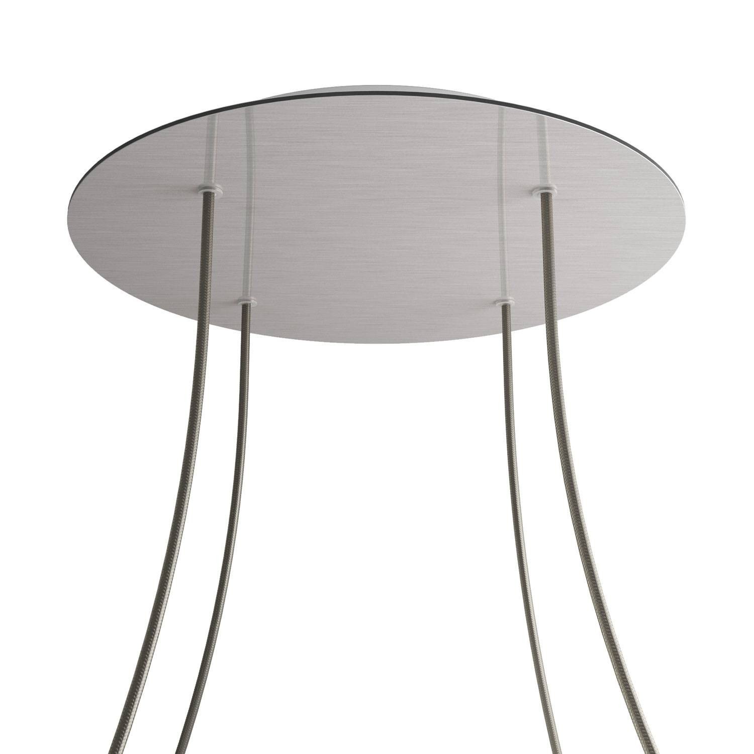 4 Holes - EXTRA LARGE Round Ceiling Canopy Kit - Rose One System - Satin Steel Dibond