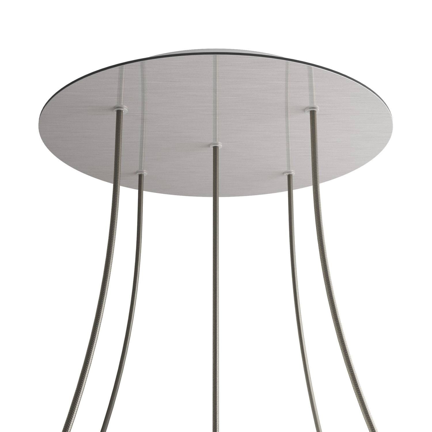 5 Holes - EXTRA LARGE Round Ceiling Canopy Kit - Rose One System - Satin Steel Dibond