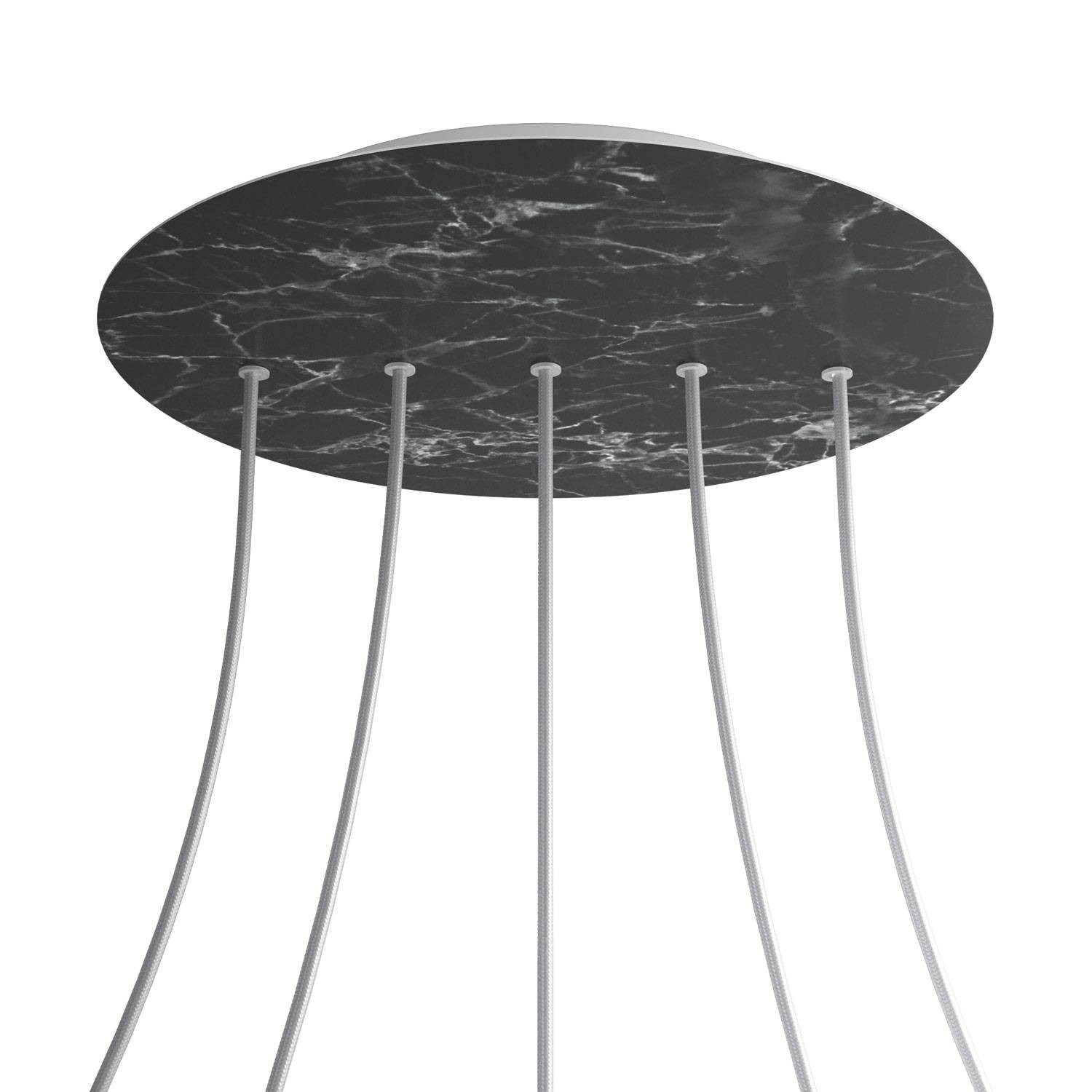 5 In-Line Holes - EXTRA LARGE Round Ceiling Canopy Kit - Rose One System - Marble Marquina
