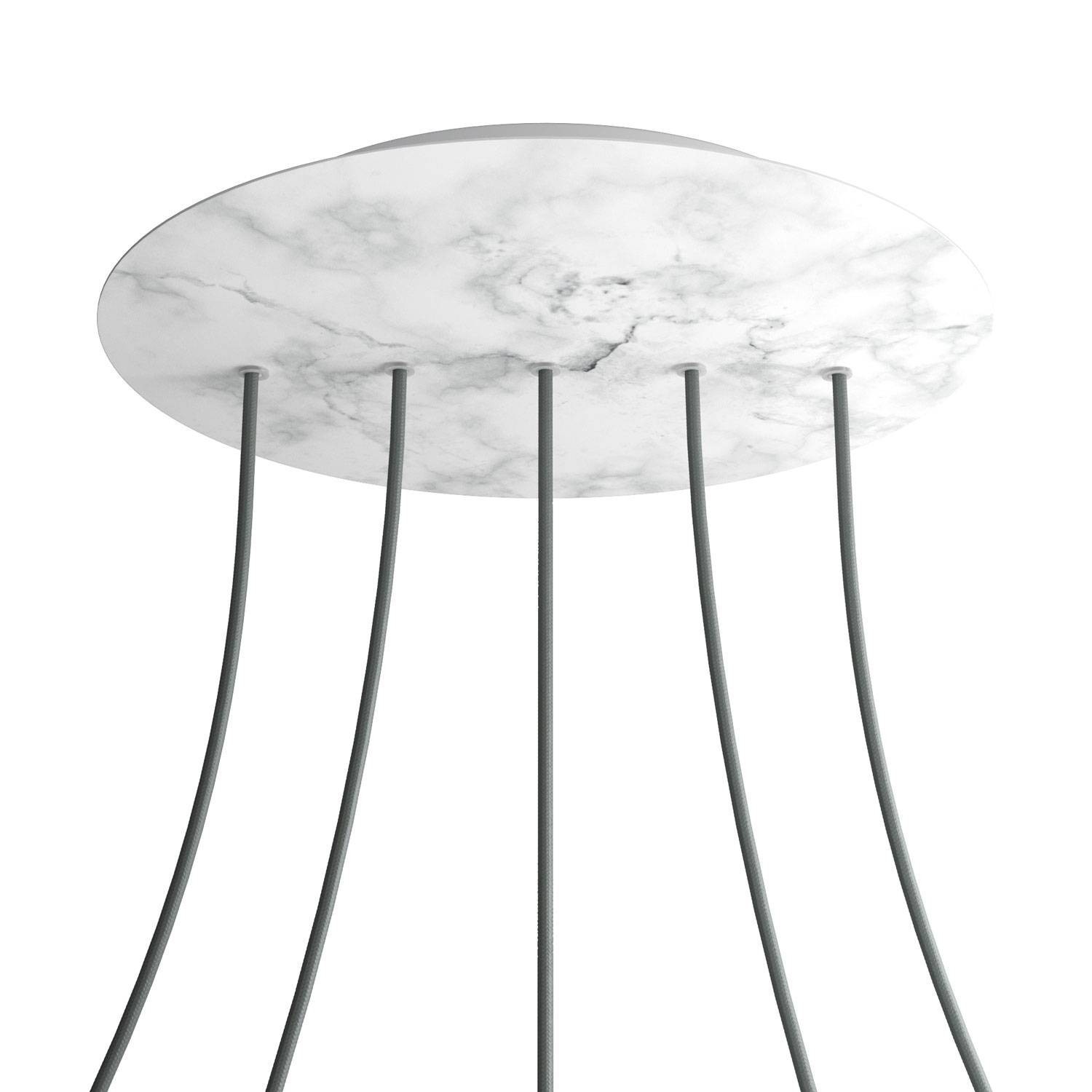 5 In-Line Holes - EXTRA LARGE Round Ceiling Canopy Kit - Rose One System - Marble Carrara