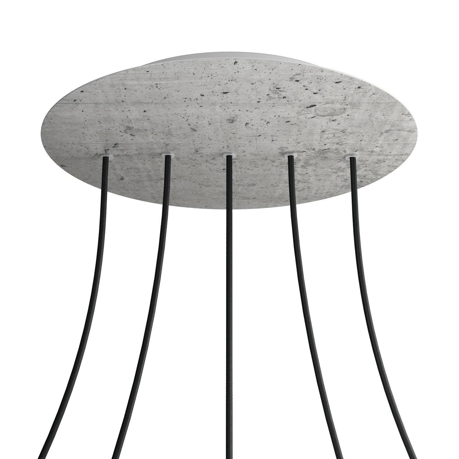 5 In-Line Holes - EXTRA LARGE Round Ceiling Canopy Kit - Rose One System - Concrete