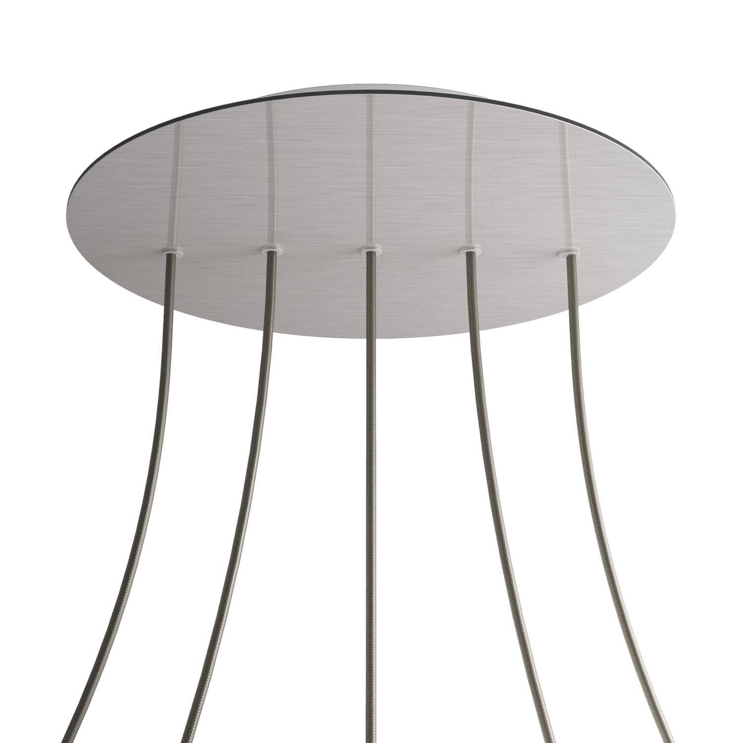 5 In-Line Holes - EXTRA LARGE Round Ceiling Canopy Kit - Rose One System - Satin Steel Dibond