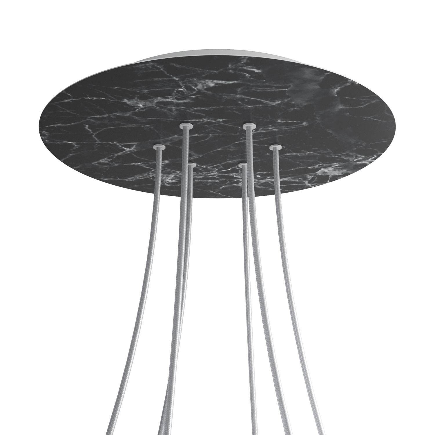 6 Holes - EXTRA LARGE Round Ceiling Canopy Kit - Rose One System - Marble Marquina