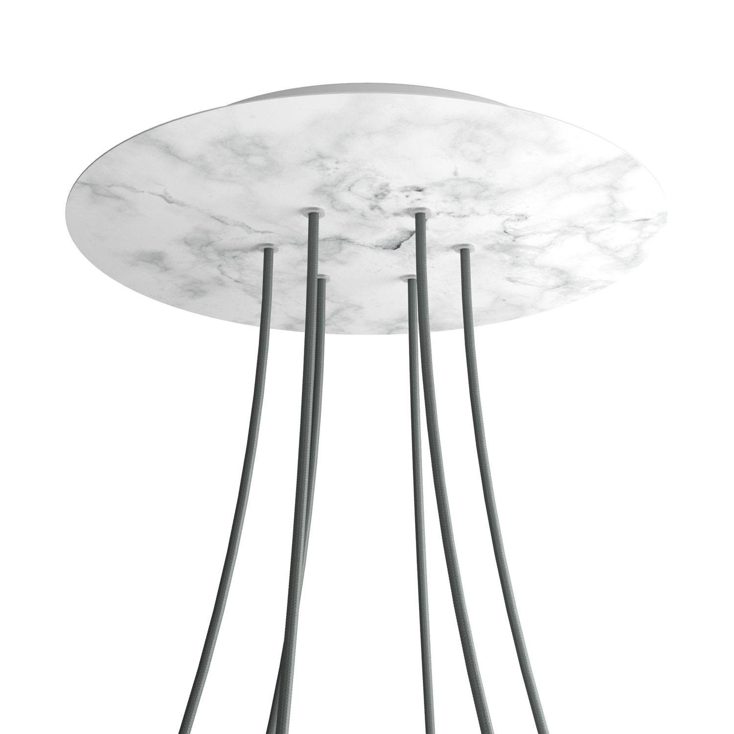 6 Holes - EXTRA LARGE Round Ceiling Canopy Kit - Rose One System - Marble Carrara