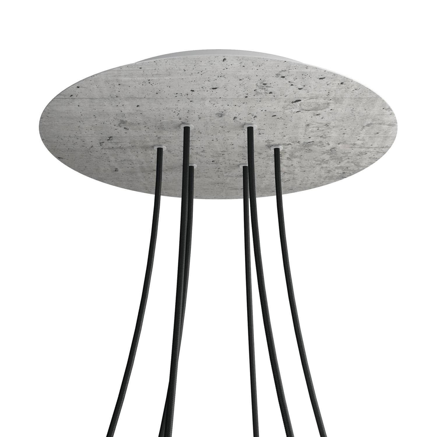 6 Holes - EXTRA LARGE Round Ceiling Canopy Kit - Rose One System - Concrete