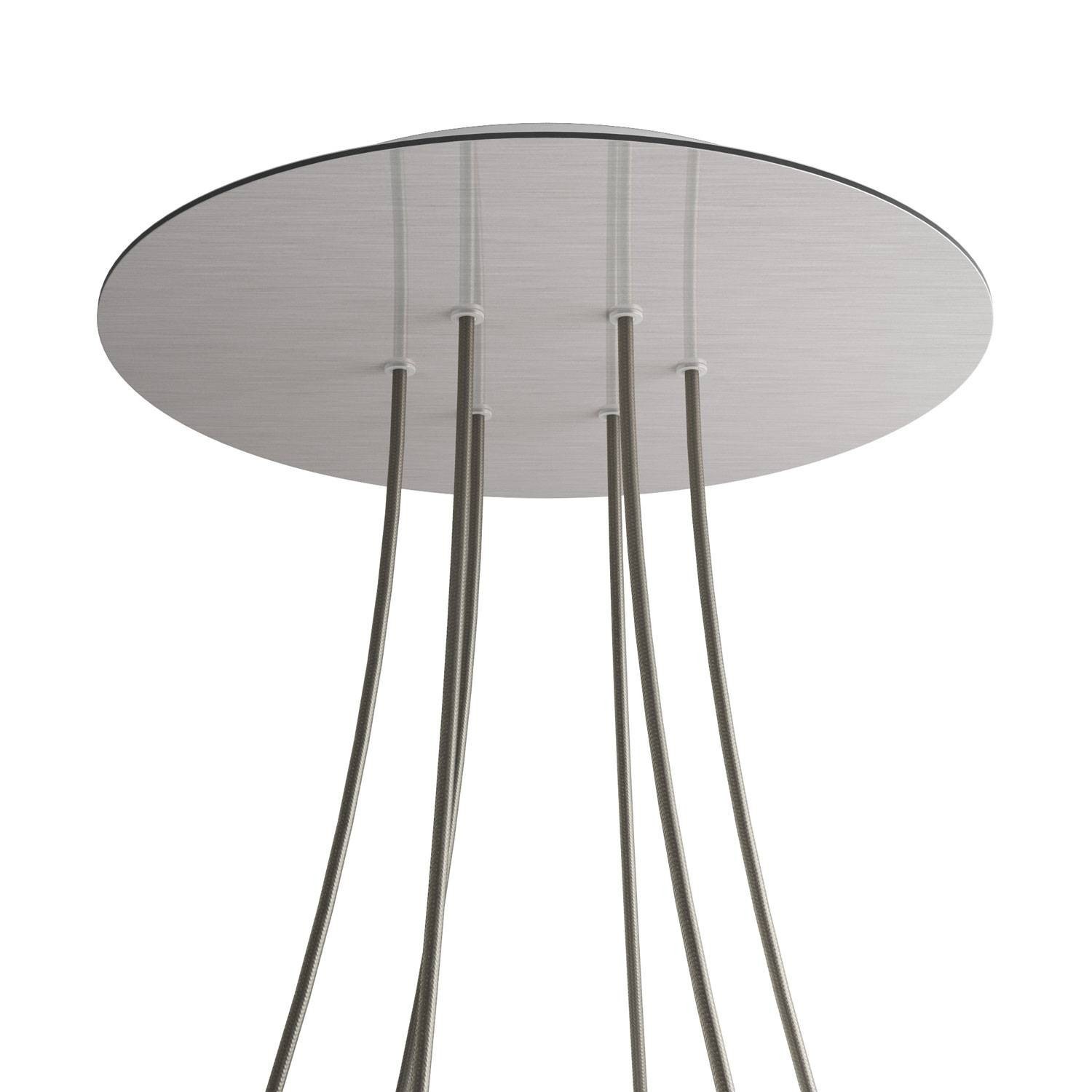 6 Holes - EXTRA LARGE Round Ceiling Canopy Kit - Rose One System - Satin Steel Dibond