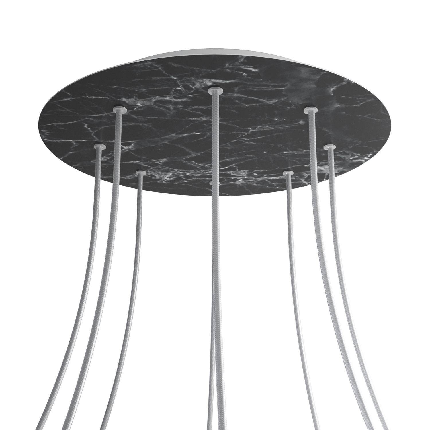 8 Holes - EXTRA LARGE Round Ceiling Canopy Kit - Rose One System - Marble Marquina