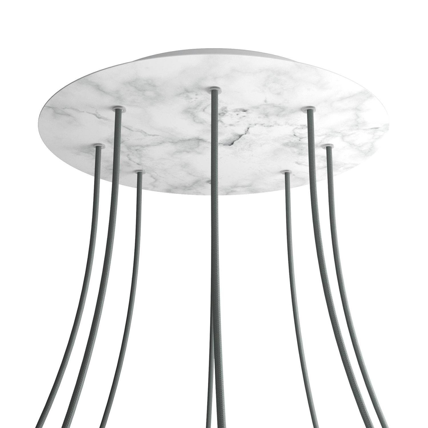 8 Holes - EXTRA LARGE Round Ceiling Canopy Kit - Rose One System - Marble Carrara