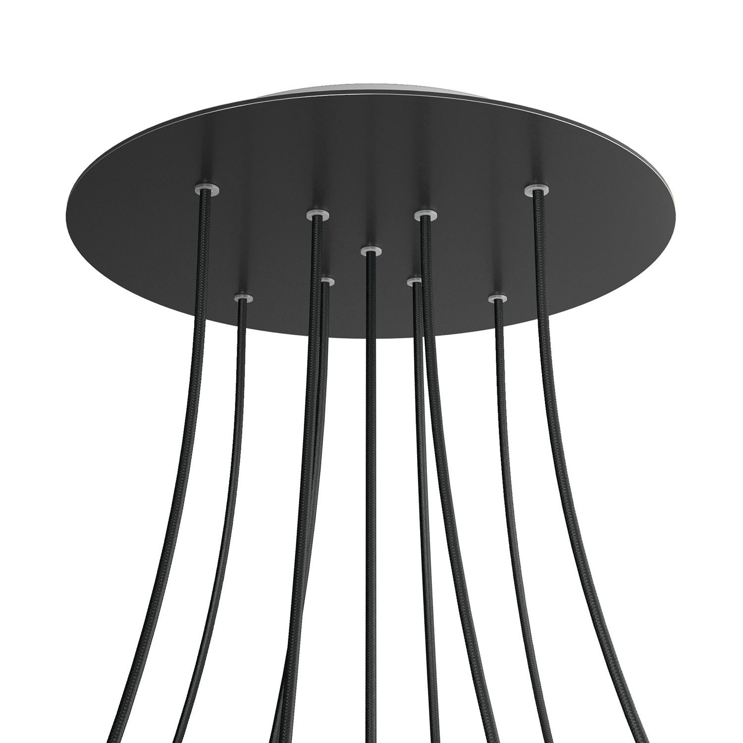 9 X-Shaped Holes - EXTRA LARGE Round Ceiling Canopy Kit - Rose One System - Matt Black