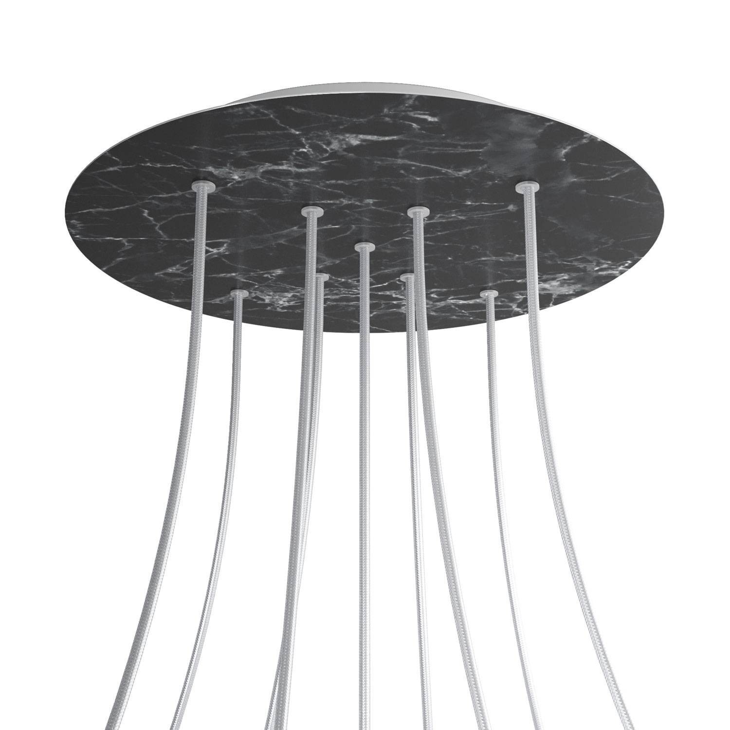 9 X-Shaped Holes - EXTRA LARGE Round Ceiling Canopy Kit - Rose One System - Marble Marquina