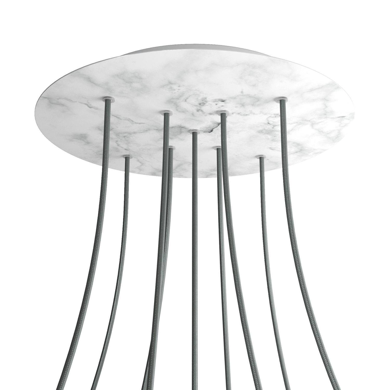 9 X-Shaped Holes - EXTRA LARGE Round Ceiling Canopy Kit - Rose One System - Marble Carrara