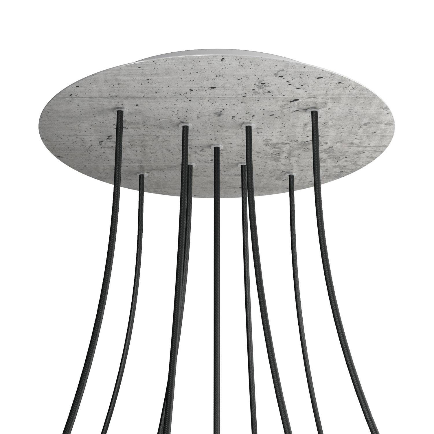 9 X-Shaped Holes - EXTRA LARGE Round Ceiling Canopy Kit - Rose One System - Concrete