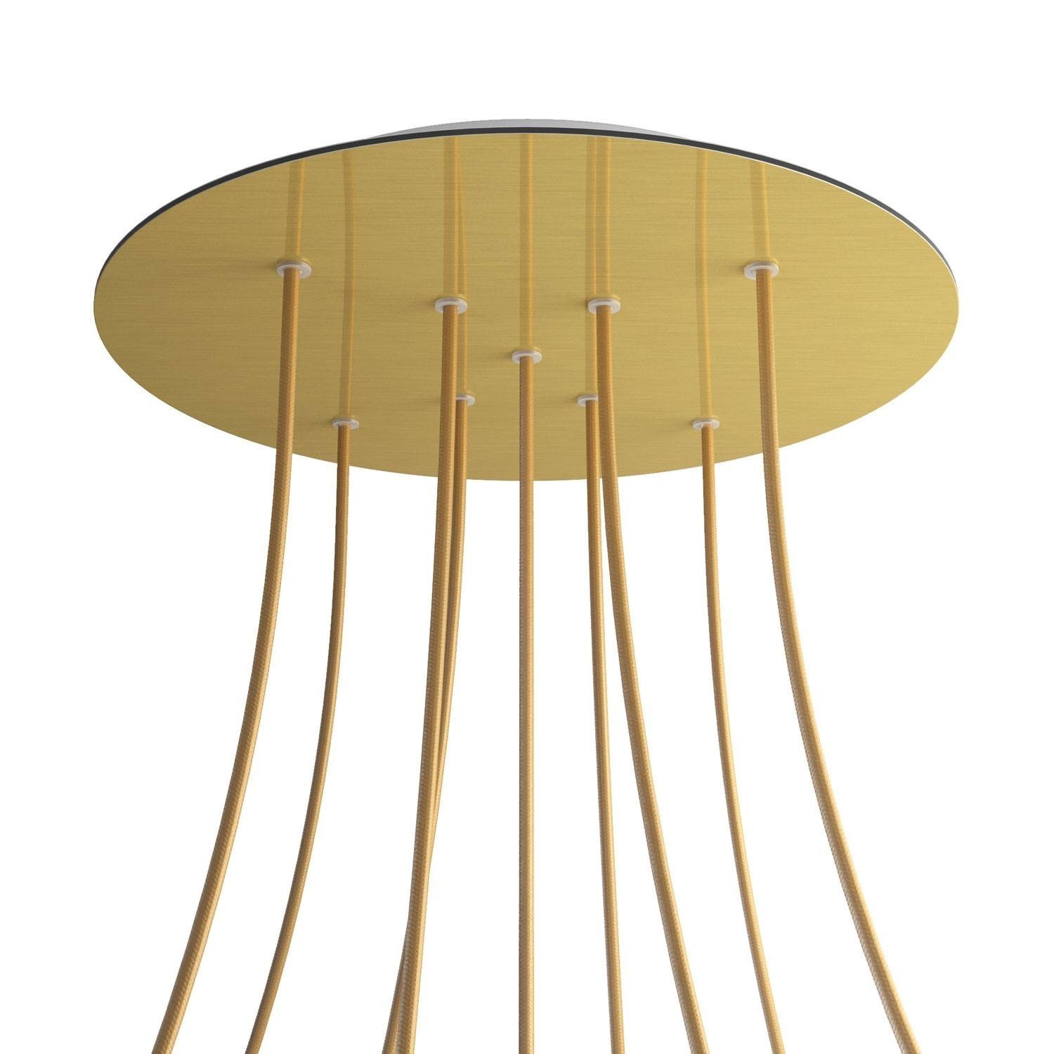 9 X-Shaped Holes - EXTRA LARGE Round Ceiling Canopy Kit - Rose One System - Satin Brass Dibond