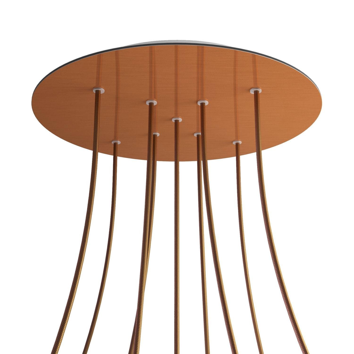 9 X-Shaped Holes - EXTRA LARGE Round Ceiling Canopy Kit - Rose One System - Satin Copper Dibond