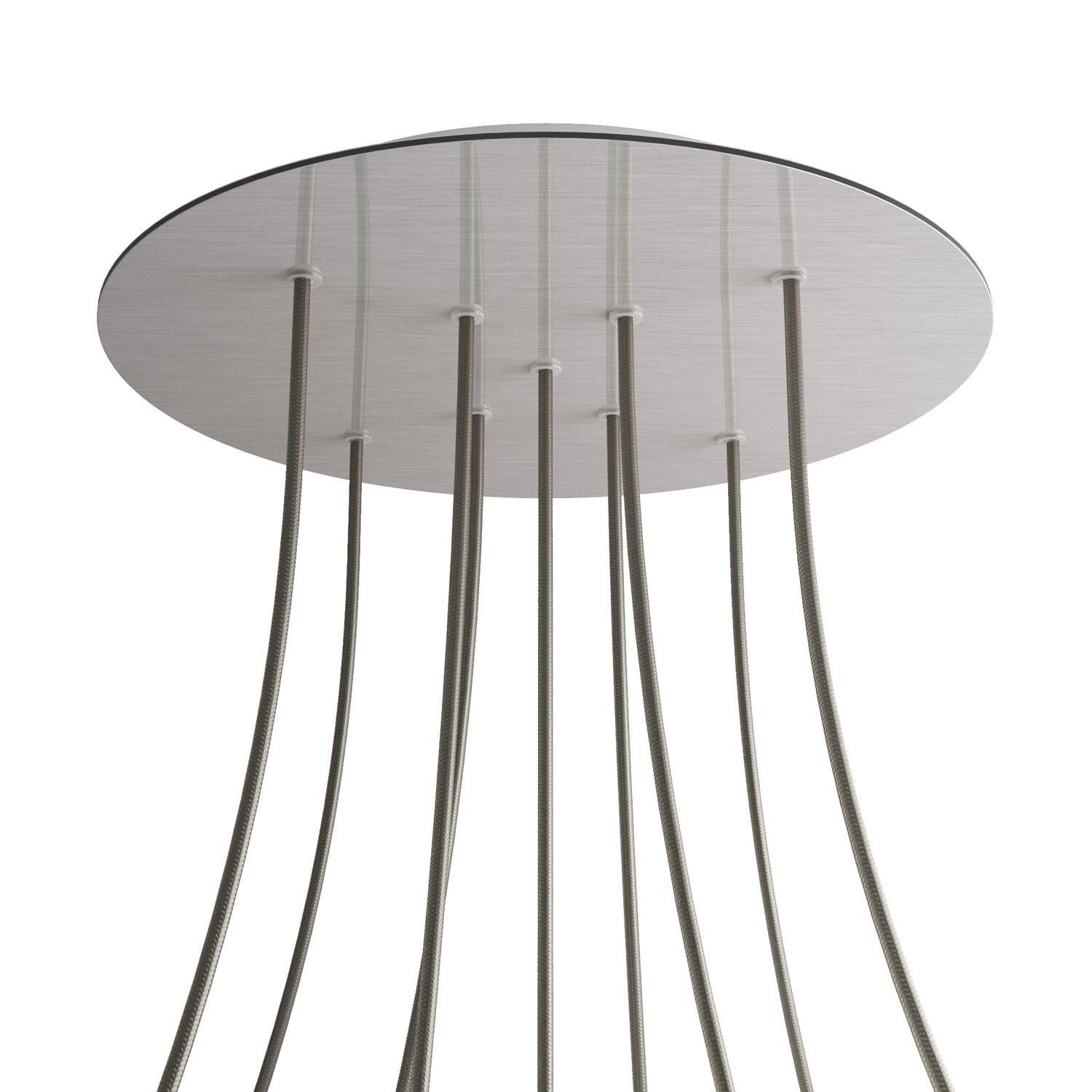 9 X-Shaped Holes - EXTRA LARGE Round Ceiling Canopy Kit - Rose One System - Satin Steel Dibond