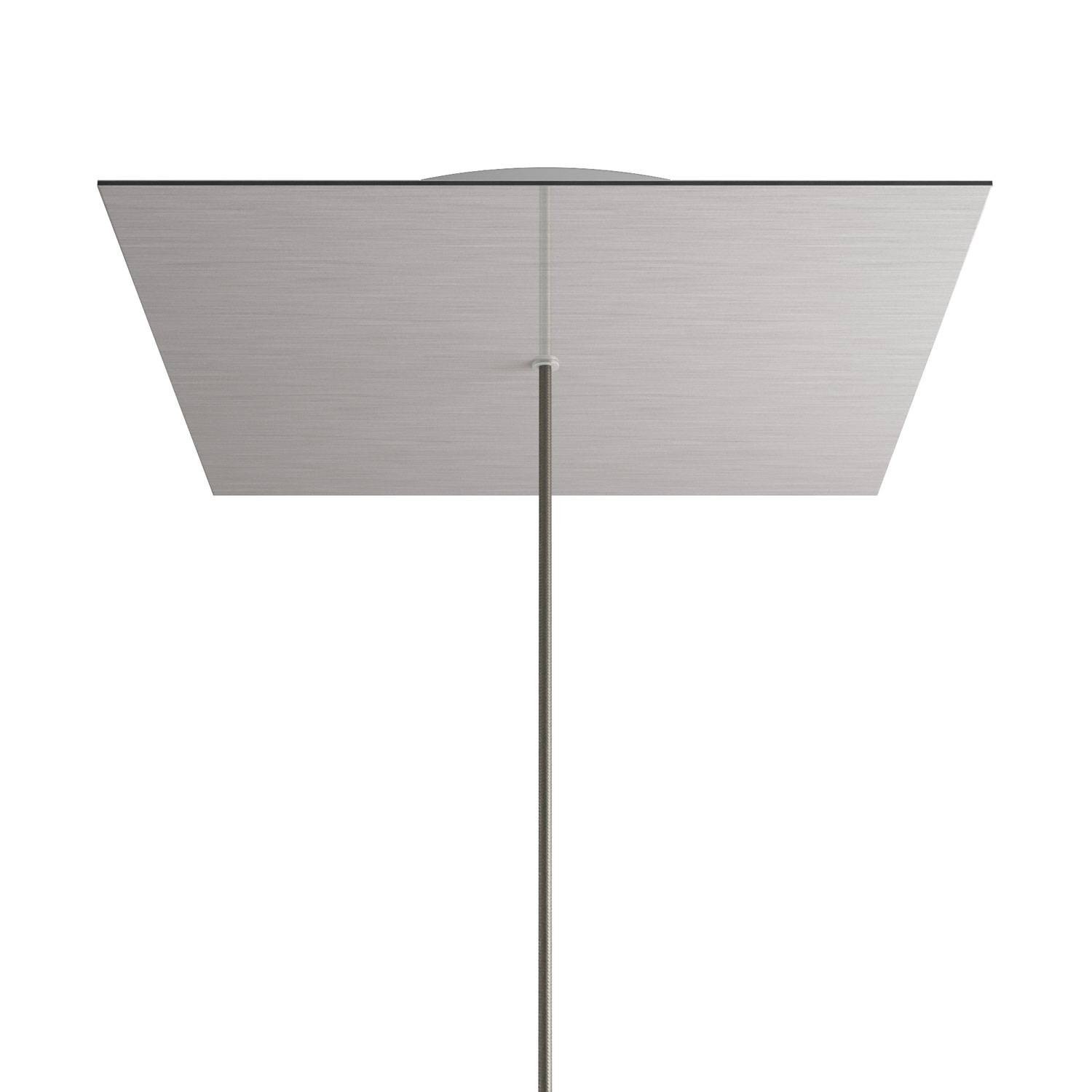 1 Hole - EXTRA LARGE Square Ceiling Canopy Kit - Rose One System - Satin Steel Dibond
