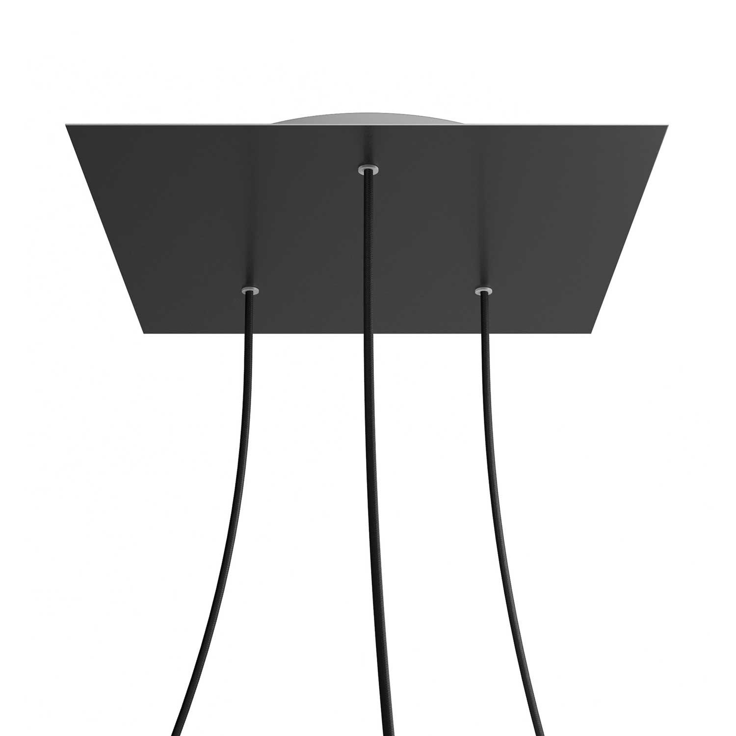 3 Holes - EXTRA LARGE Square Ceiling Canopy Kit - Rose One System - Matt Black