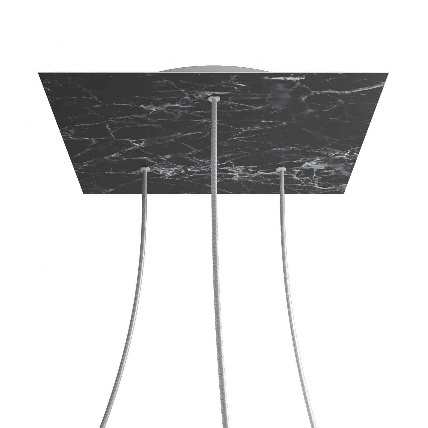 3 Holes - EXTRA LARGE Square Ceiling Canopy Kit - Rose One System - Marble Marquina