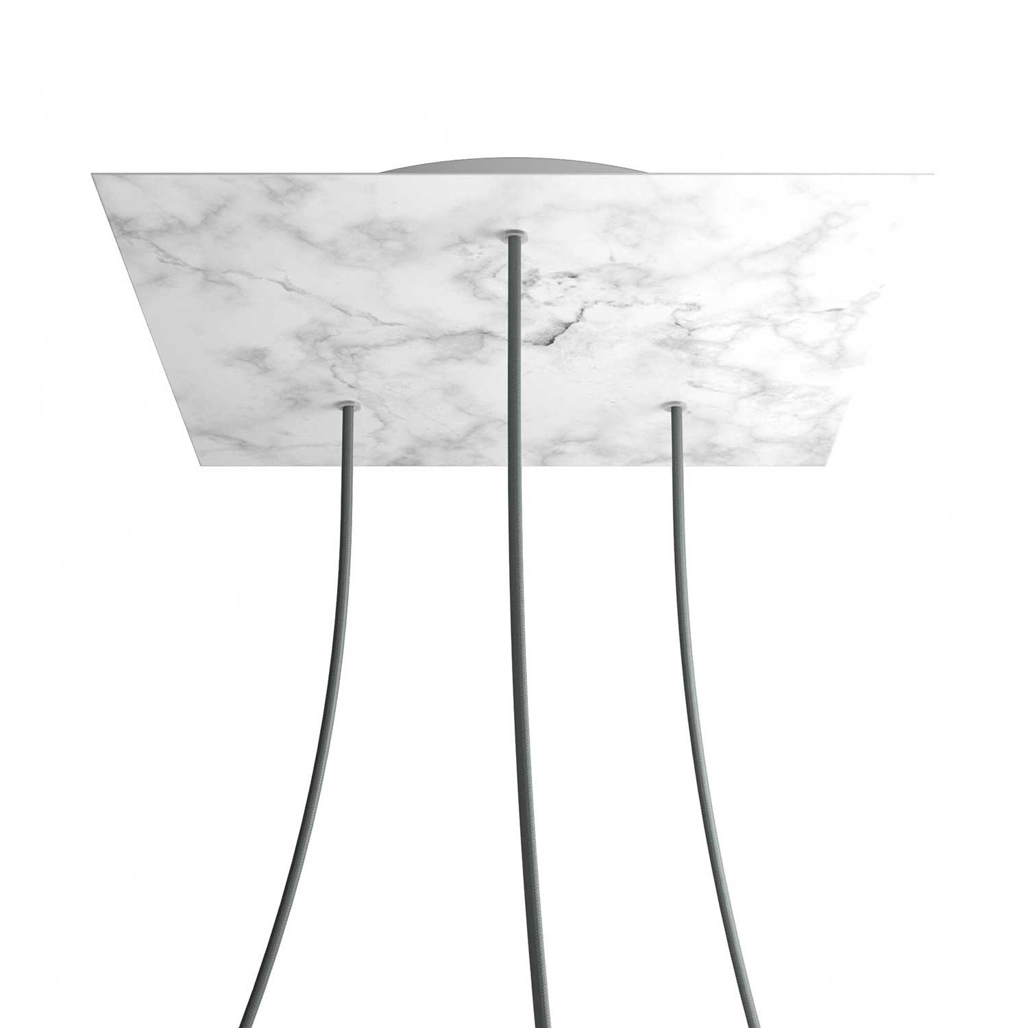 3 Holes - EXTRA LARGE Square Ceiling Canopy Kit - Rose One System - Marble Carrara