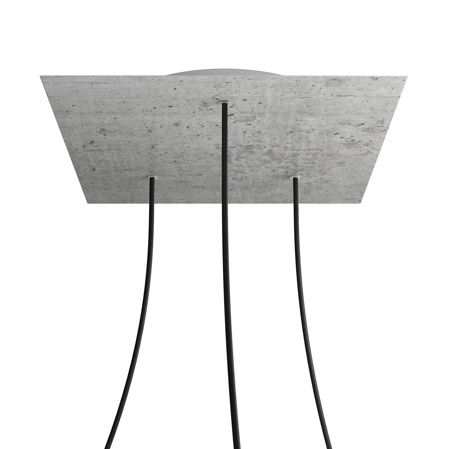 3 Holes - EXTRA LARGE Square Ceiling Canopy Kit - Rose One System - Concrete
