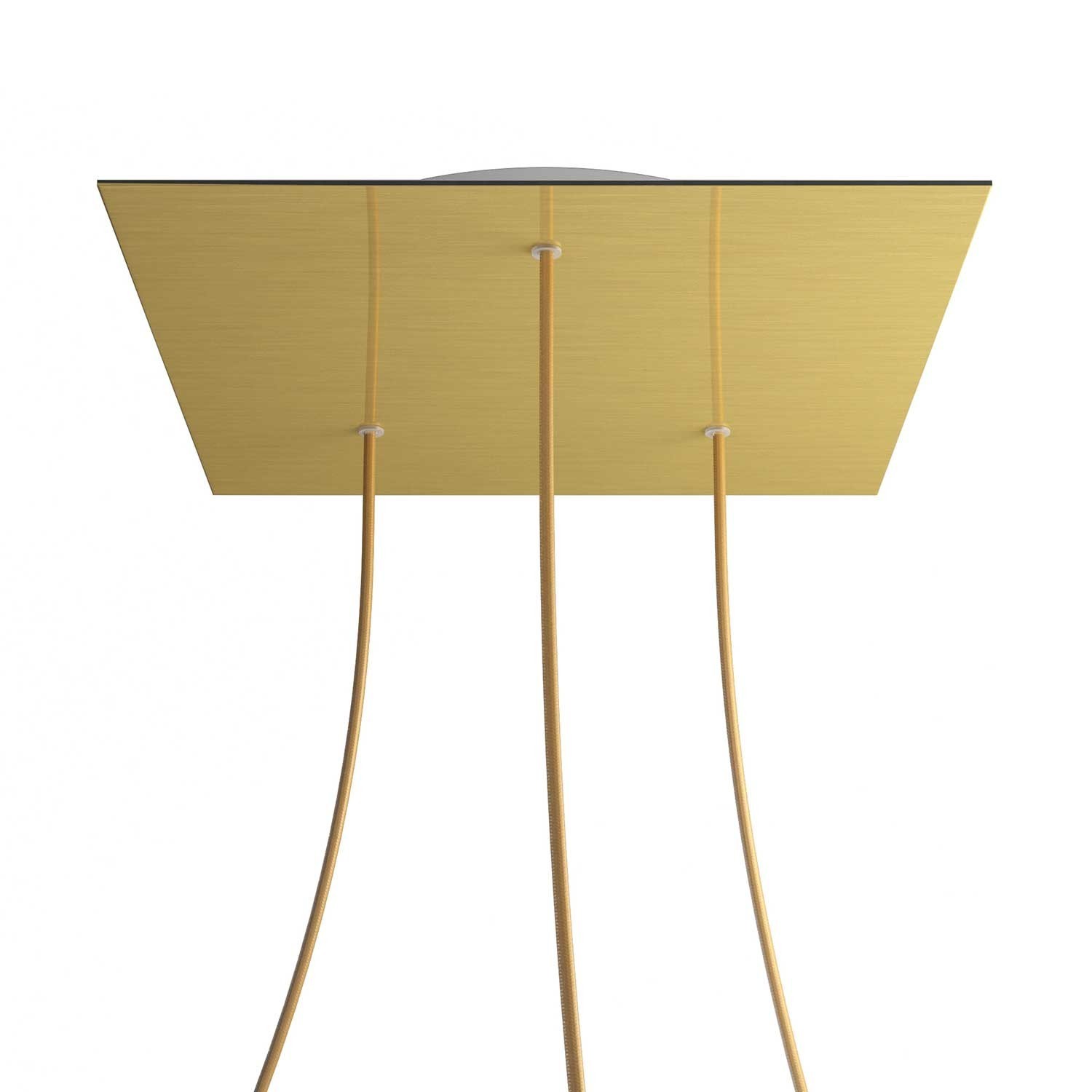 3 Holes - EXTRA LARGE Square Ceiling Canopy Kit - Rose One System - Satin Brass Dibond