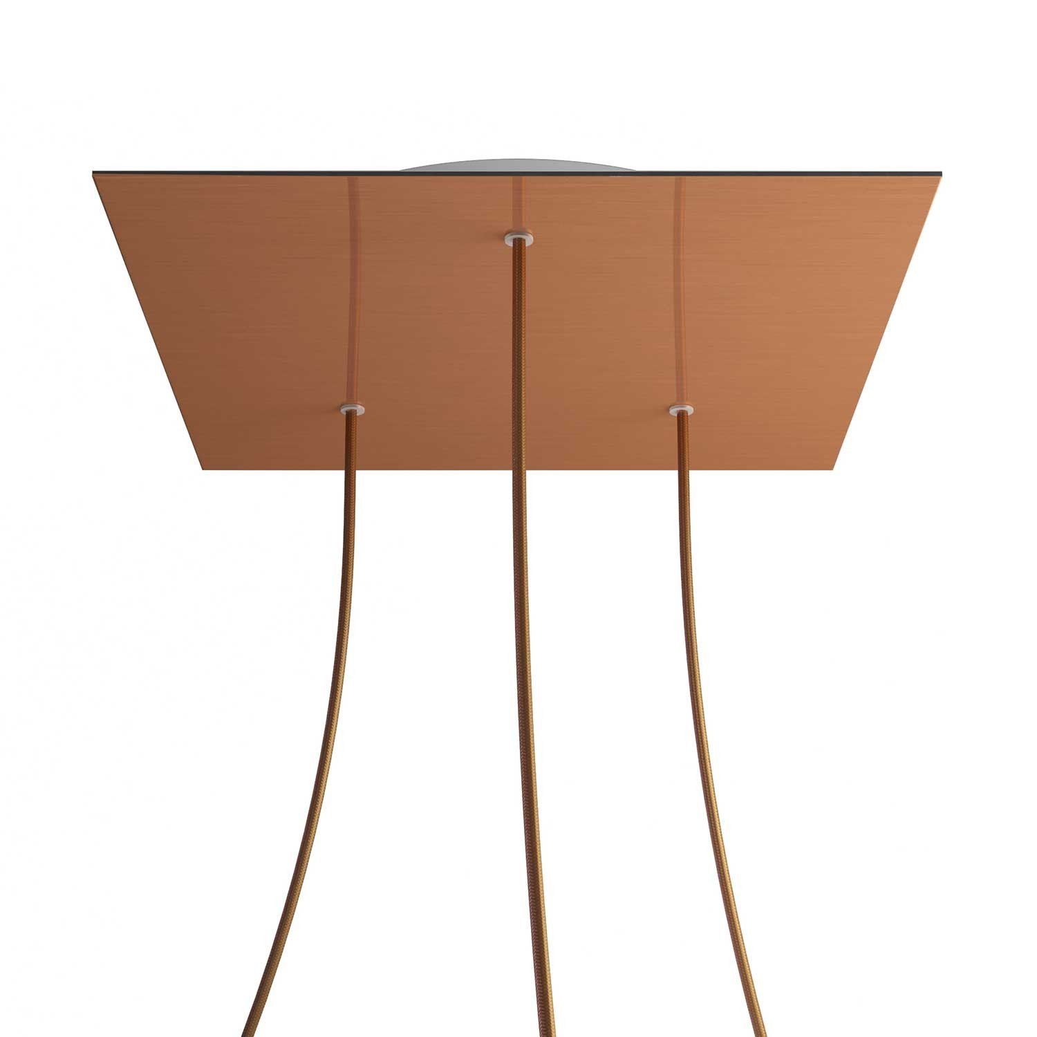 3 Holes - EXTRA LARGE Square Ceiling Canopy Kit - Rose One System - Satin Copper Dibond