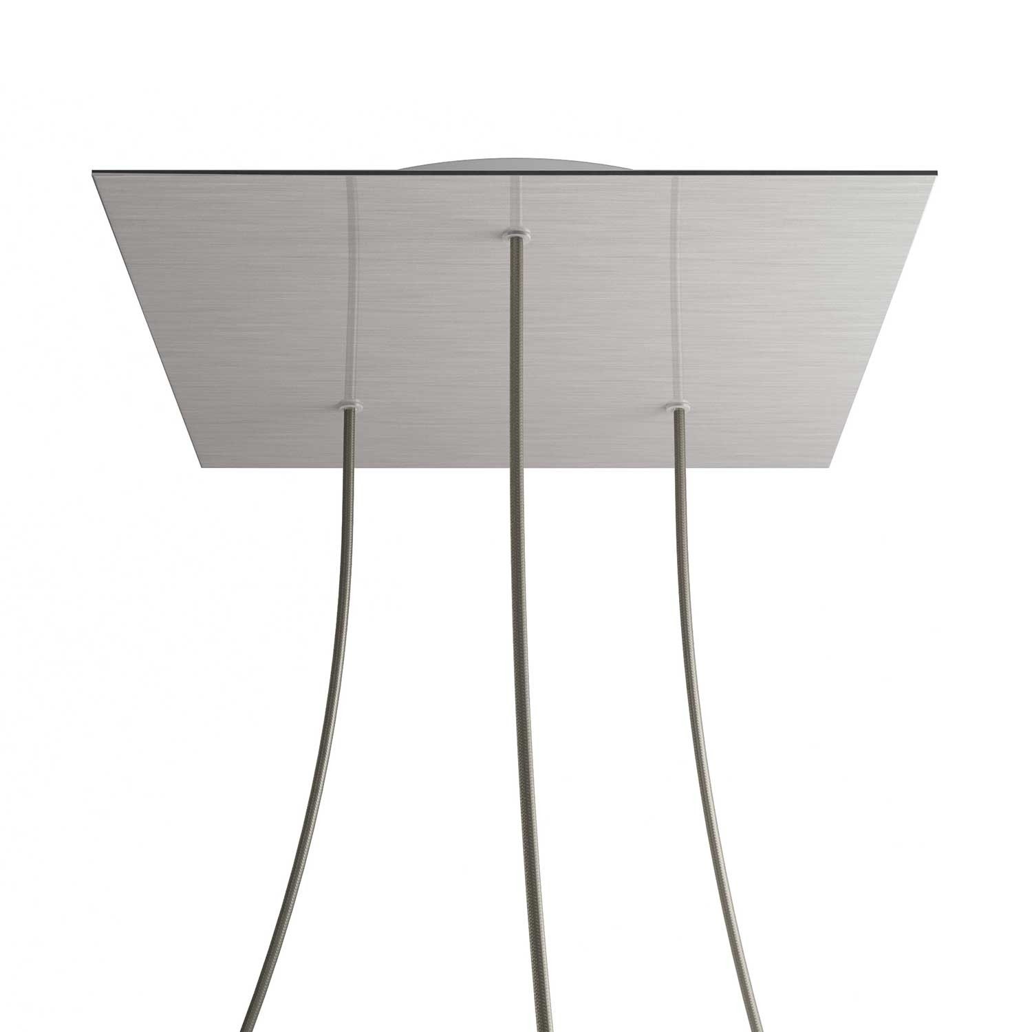 3 Holes - EXTRA LARGE Square Ceiling Canopy Kit - Rose One System - Satin Steel Dibond
