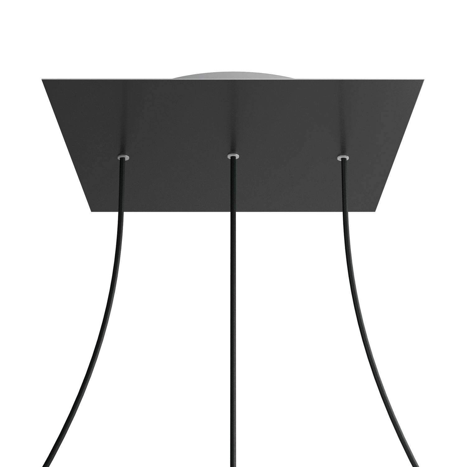 3 In-Line Holes - EXTRA LARGE Square Ceiling Canopy Kit - Rose One System - Matt Black