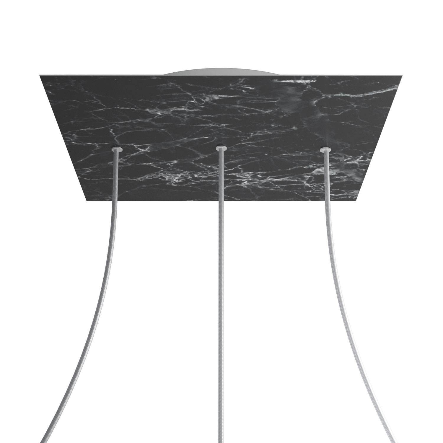 3 In-Line Holes - EXTRA LARGE Square Ceiling Canopy Kit - Rose One System - Marble Marquina