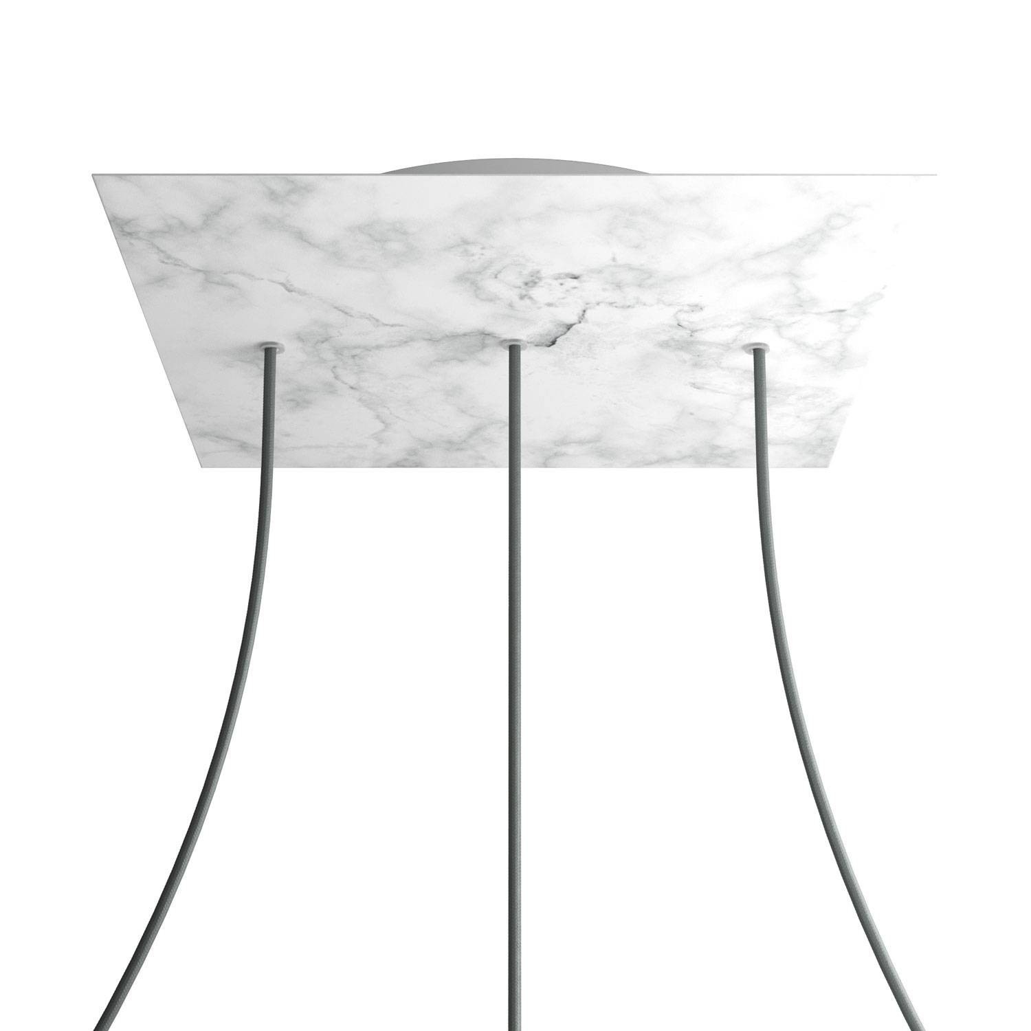 3 In-Line Holes - EXTRA LARGE Square Ceiling Canopy Kit - Rose One System - Marble Carrara