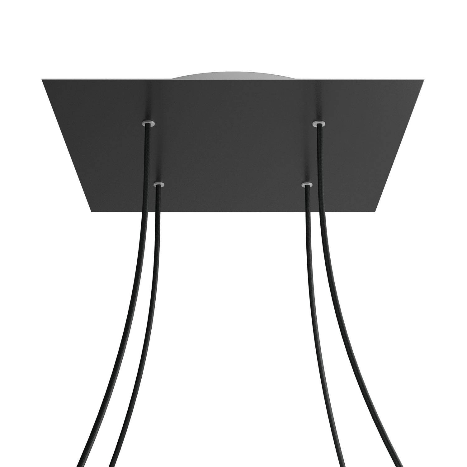 4 Holes - EXTRA LARGE Square Ceiling Canopy Kit - Rose One System - Matt Black