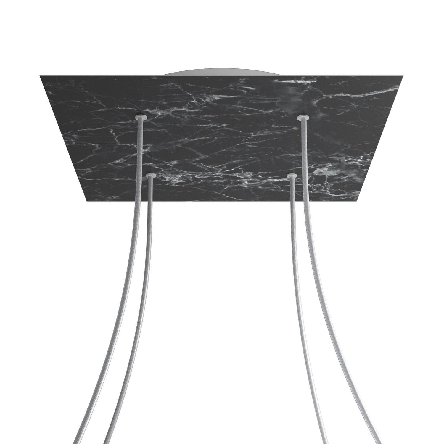 4 Holes - EXTRA LARGE Square Ceiling Canopy Kit - Rose One System - Marble Marquina