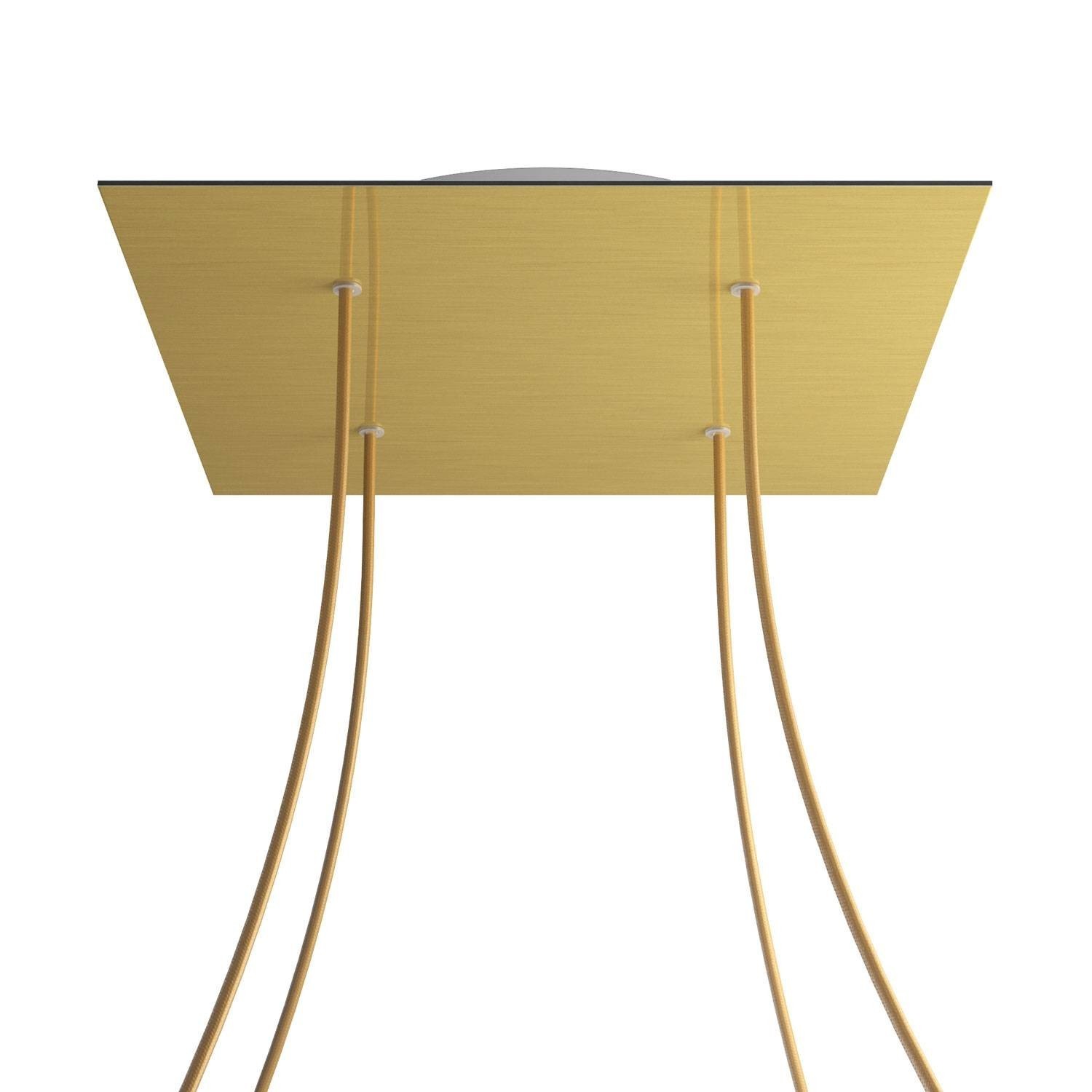 4 Holes - EXTRA LARGE Square Ceiling Canopy Kit - Rose One System - Satin Brass Dibond