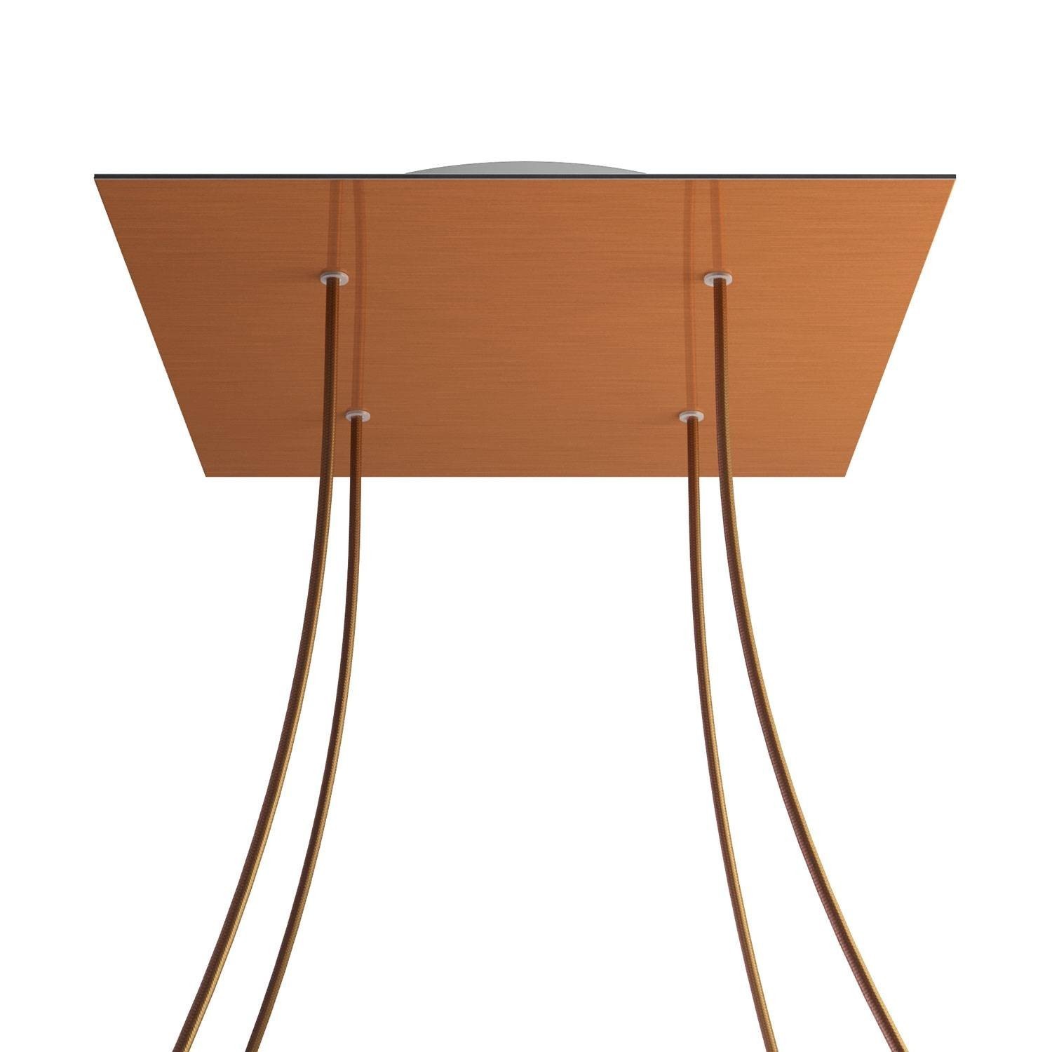 4 Holes - EXTRA LARGE Square Ceiling Canopy Kit - Rose One System - Satin Copper Dibond