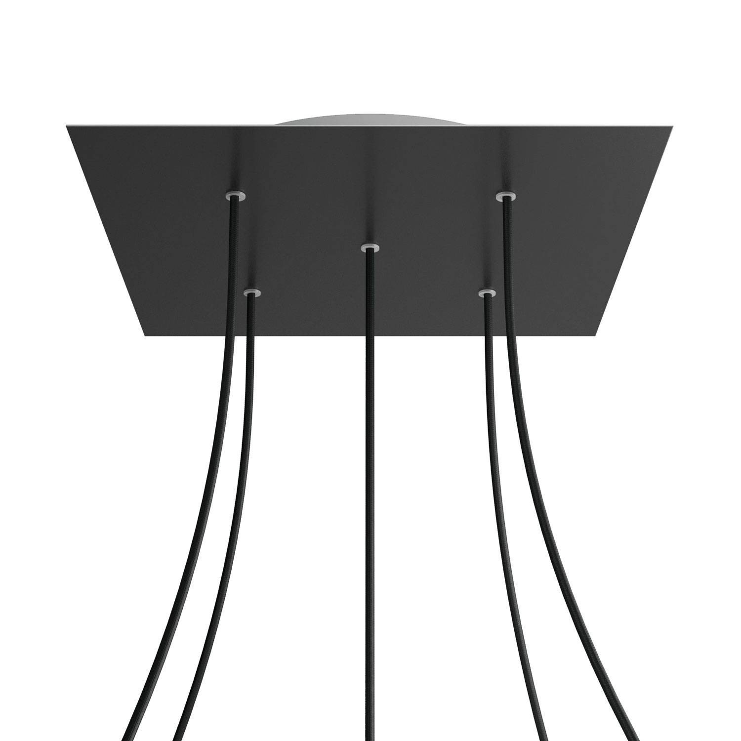 5 Holes - EXTRA LARGE Square Ceiling Canopy Kit - Rose One System - Matt Black