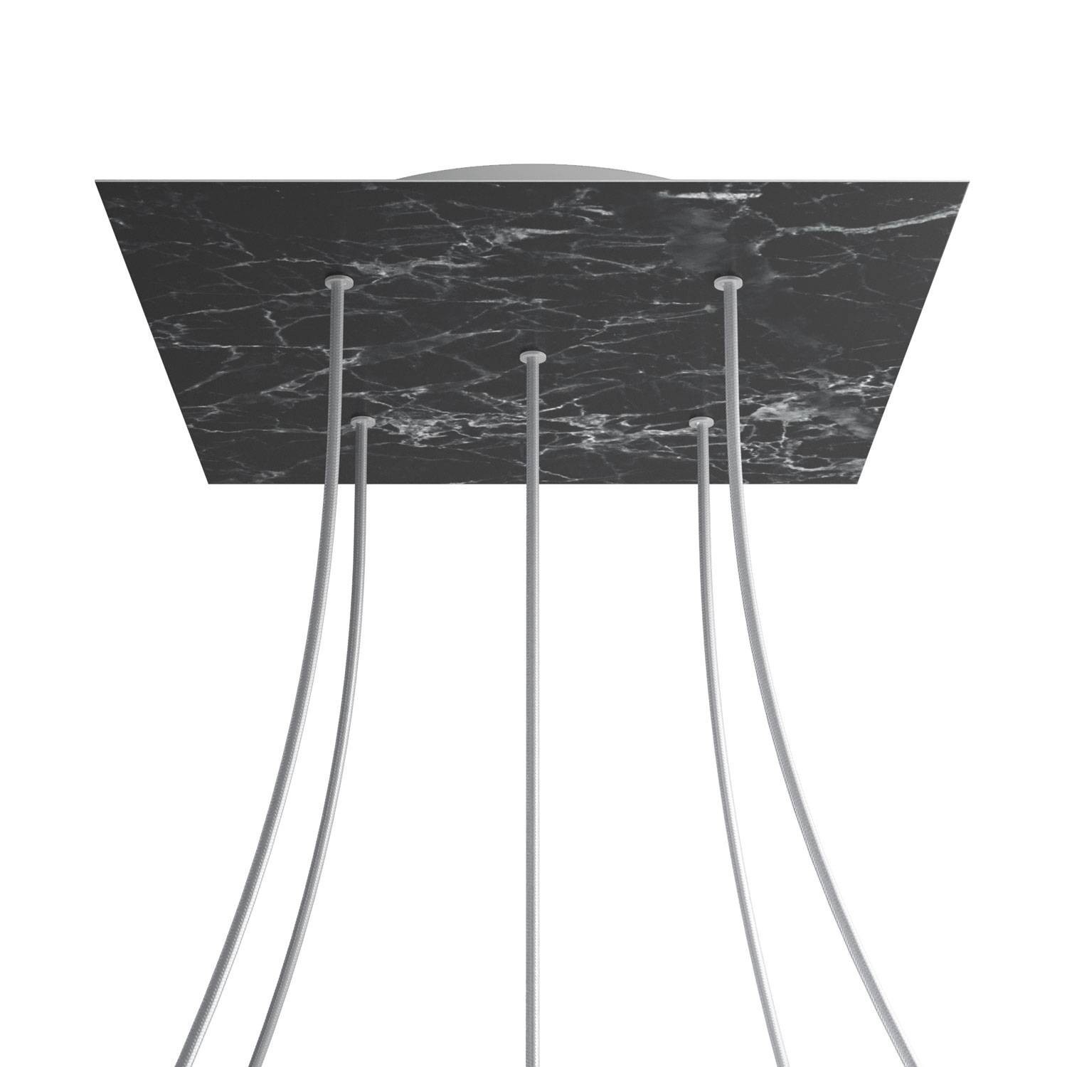 5 Holes - EXTRA LARGE Square Ceiling Canopy Kit - Rose One System - Marble Marquina