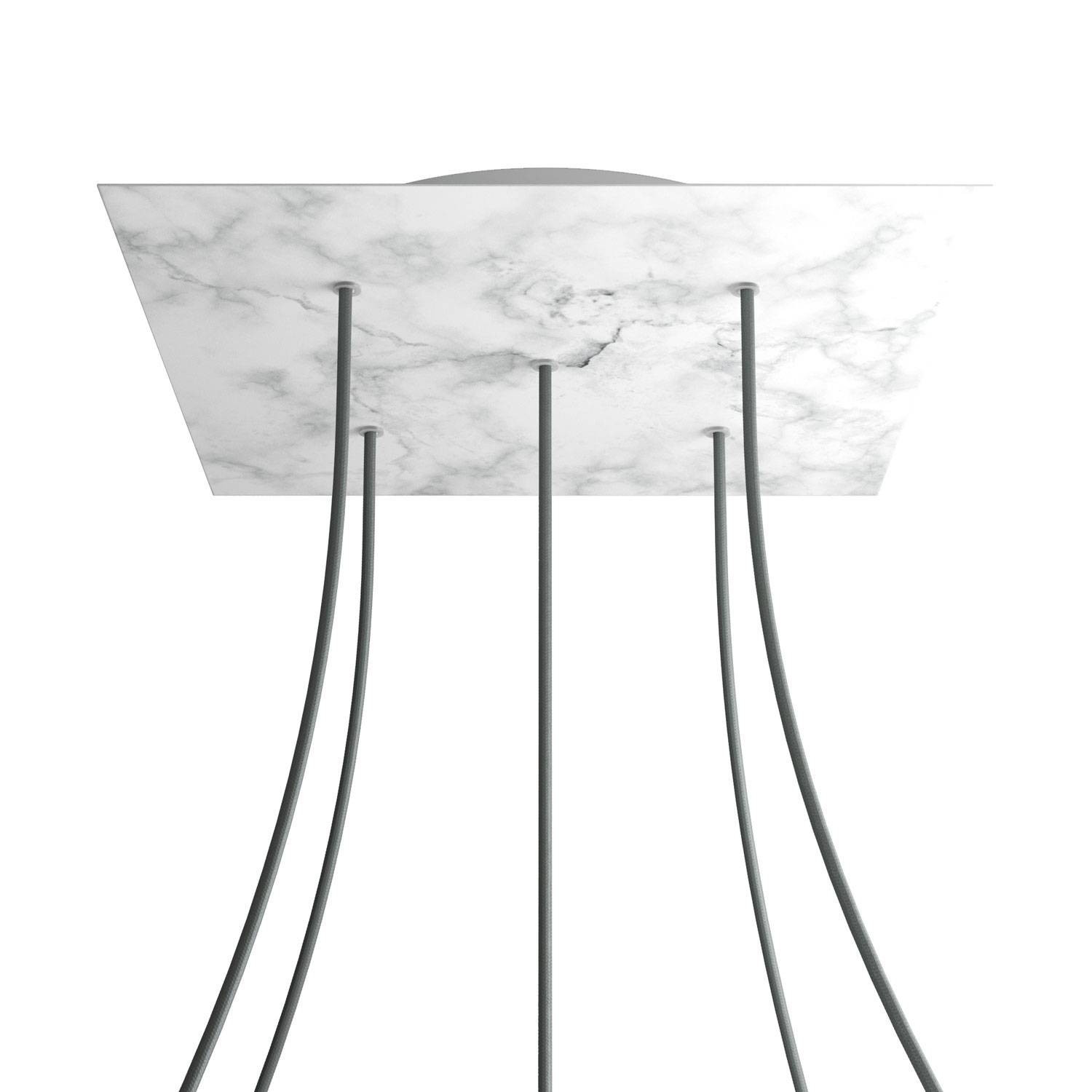 5 Holes - EXTRA LARGE Square Ceiling Canopy Kit - Rose One System - Marble Carrara