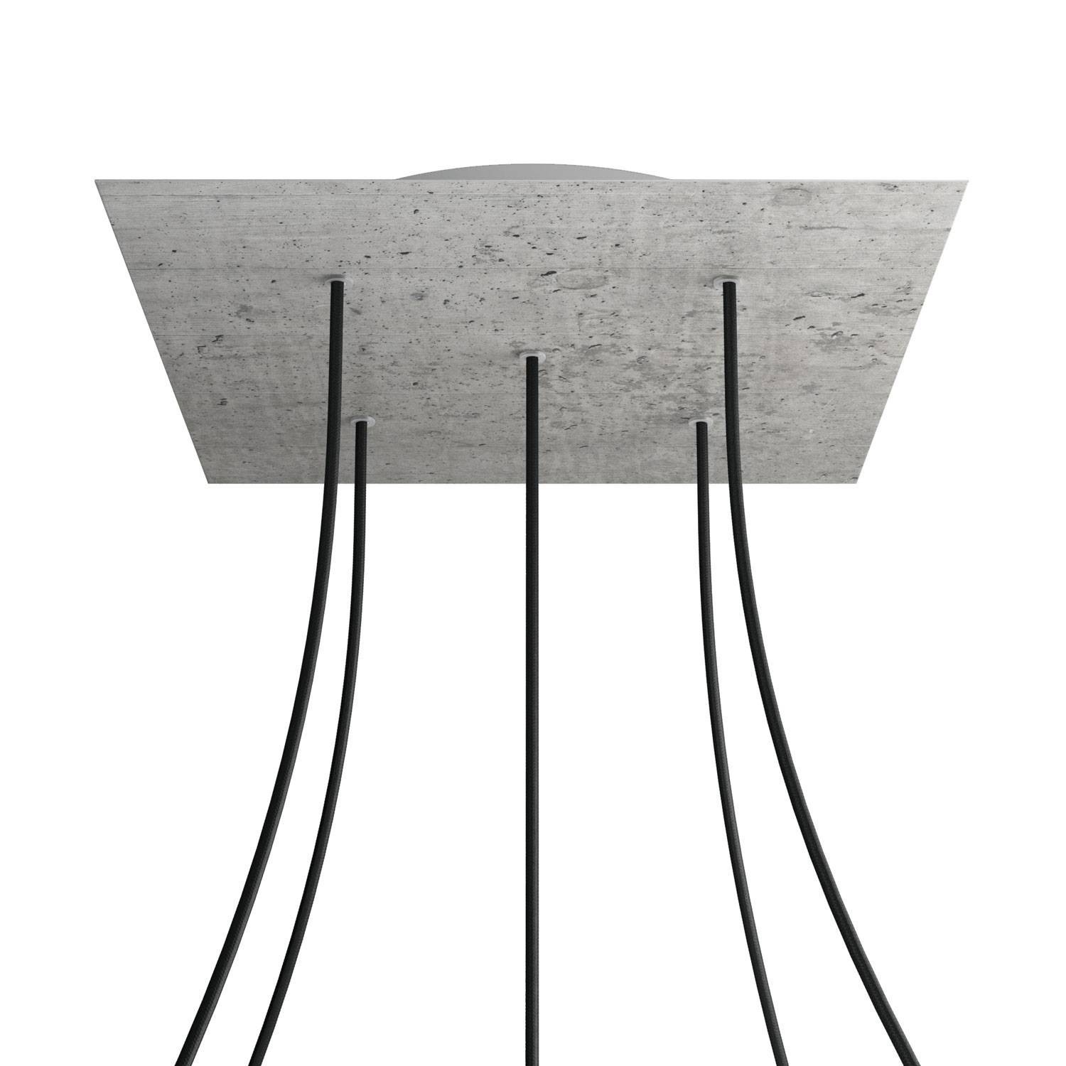 5 Holes - EXTRA LARGE Square Ceiling Canopy Kit - Rose One System - Concrete
