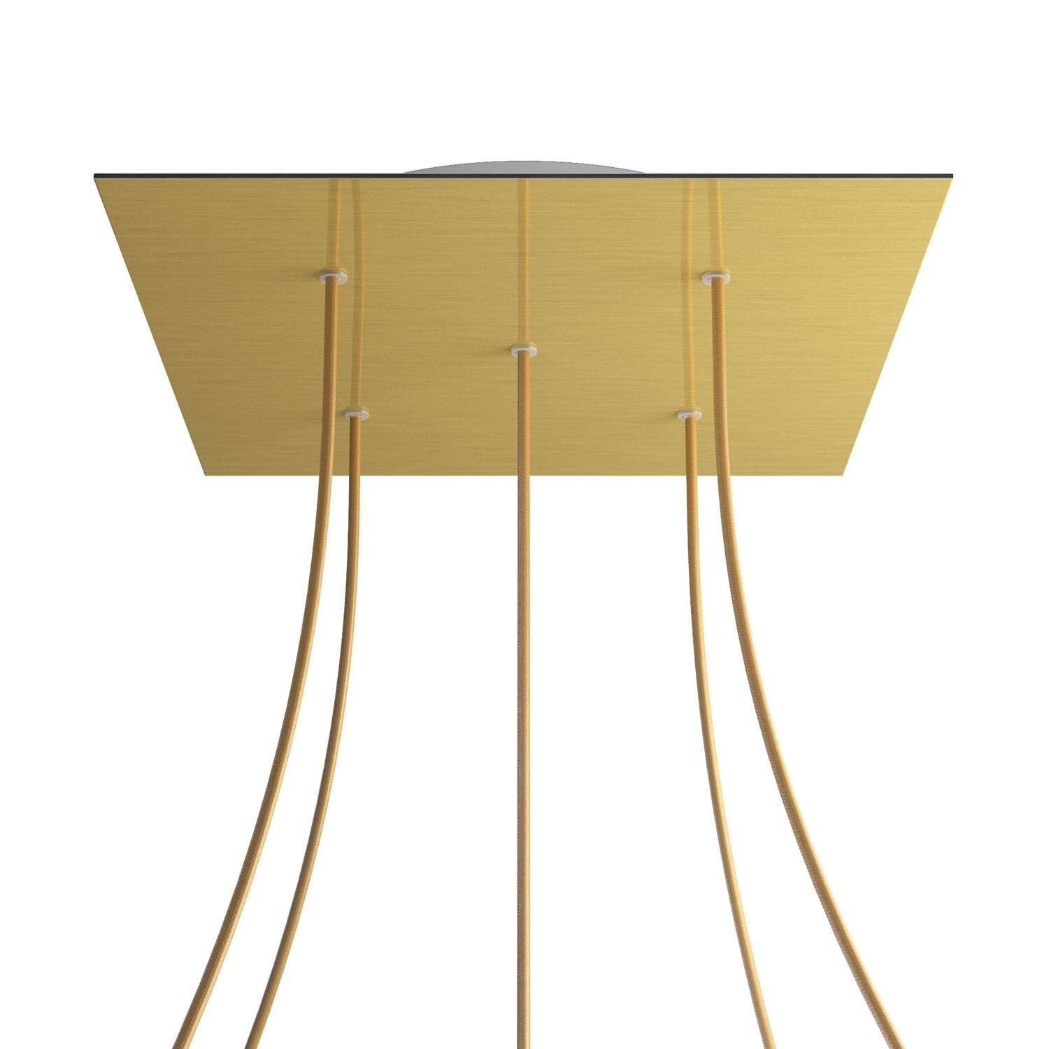 5 Holes - EXTRA LARGE Square Ceiling Canopy Kit - Rose One System - Satin Brass Dibond