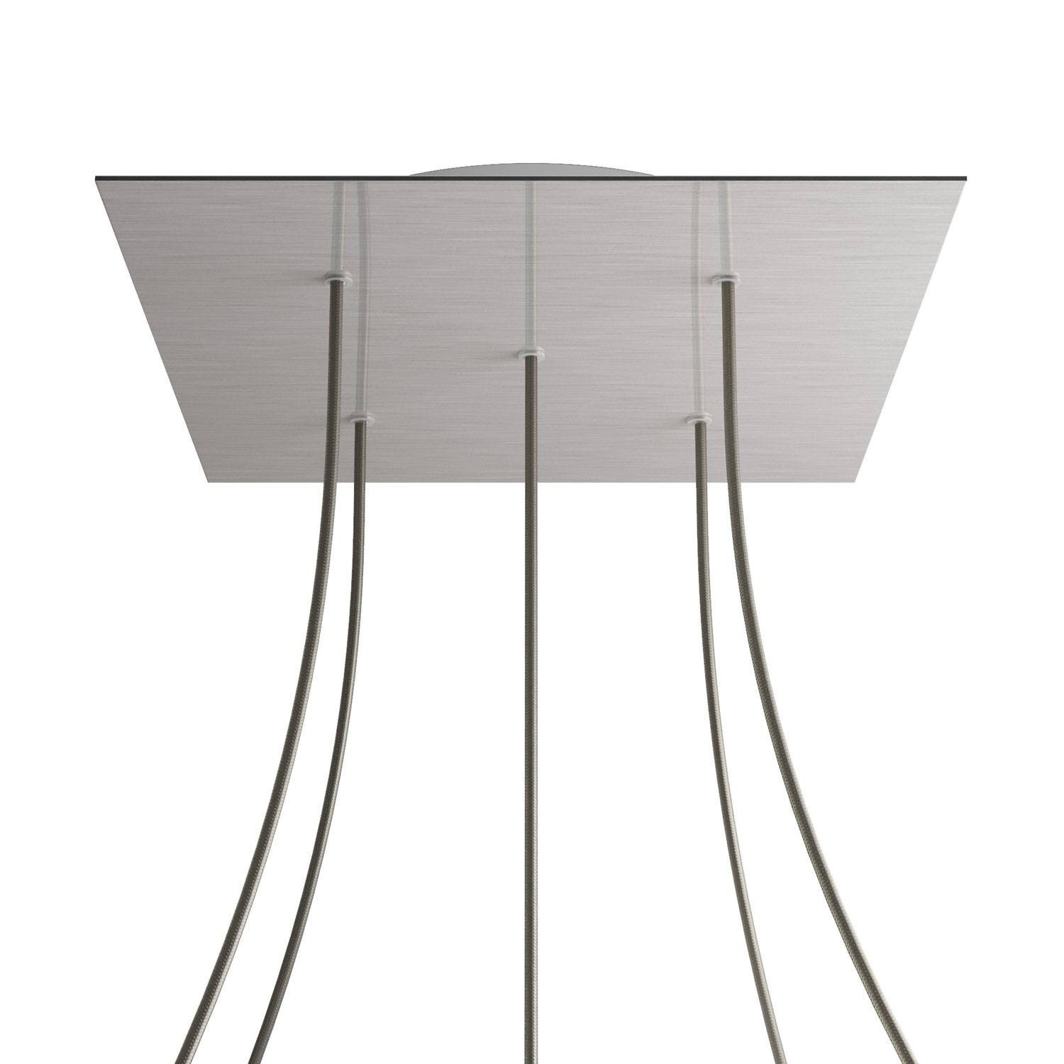 5 Holes - EXTRA LARGE Square Ceiling Canopy Kit - Rose One System - Satin Steel Dibond