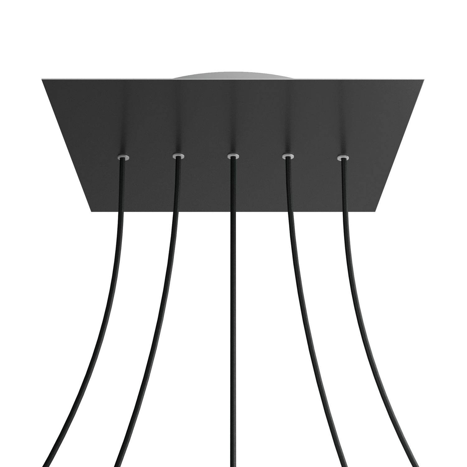 5 In-line Holes - EXTRA LARGE Square Ceiling Canopy Kit - Rose One System - Matt Black