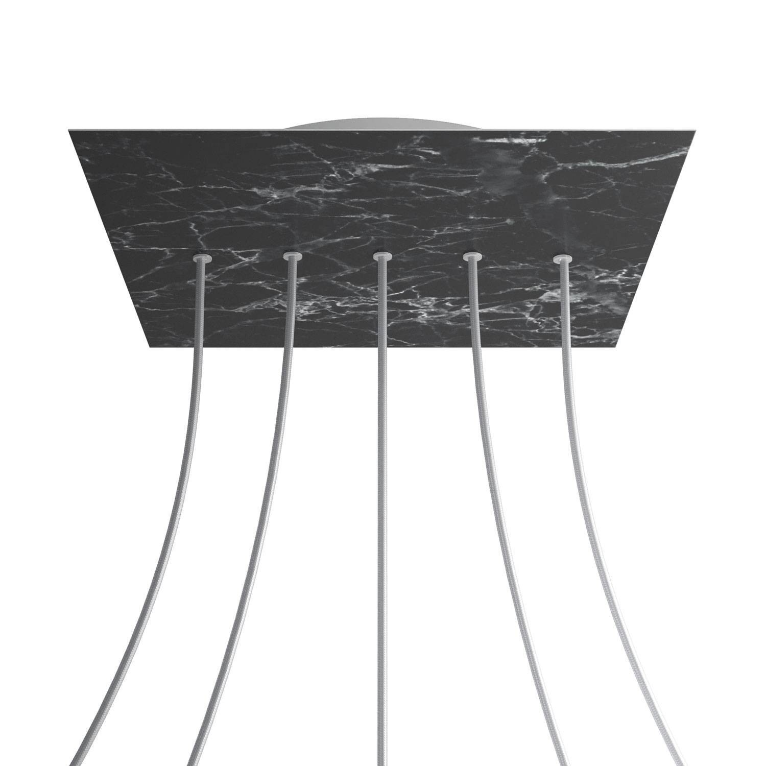 5 In-line Holes - EXTRA LARGE Square Ceiling Canopy Kit - Rose One System - Marble Marquina