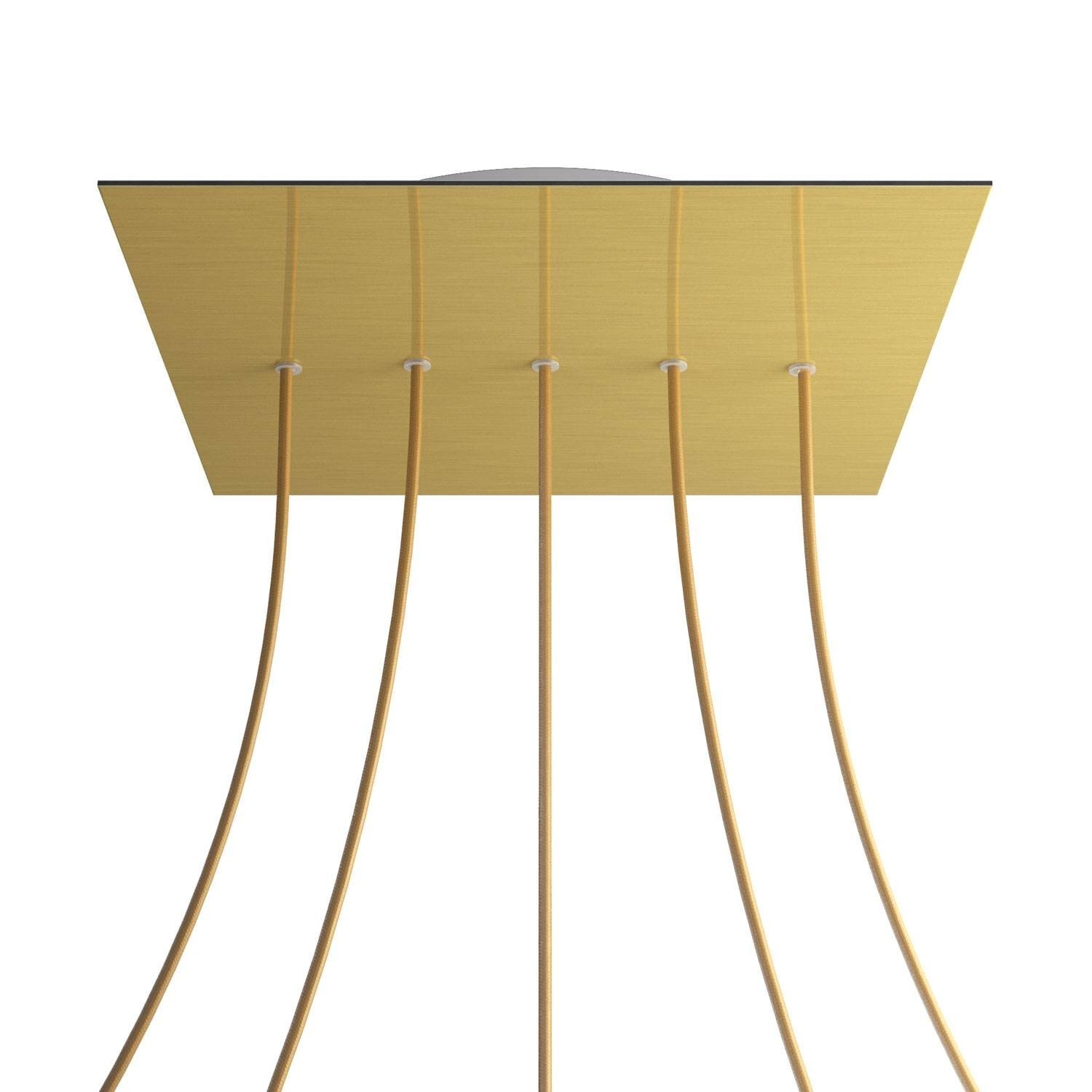 5 In-line Holes - EXTRA LARGE Square Ceiling Canopy Kit - Rose One System - Satin Brass Dibond