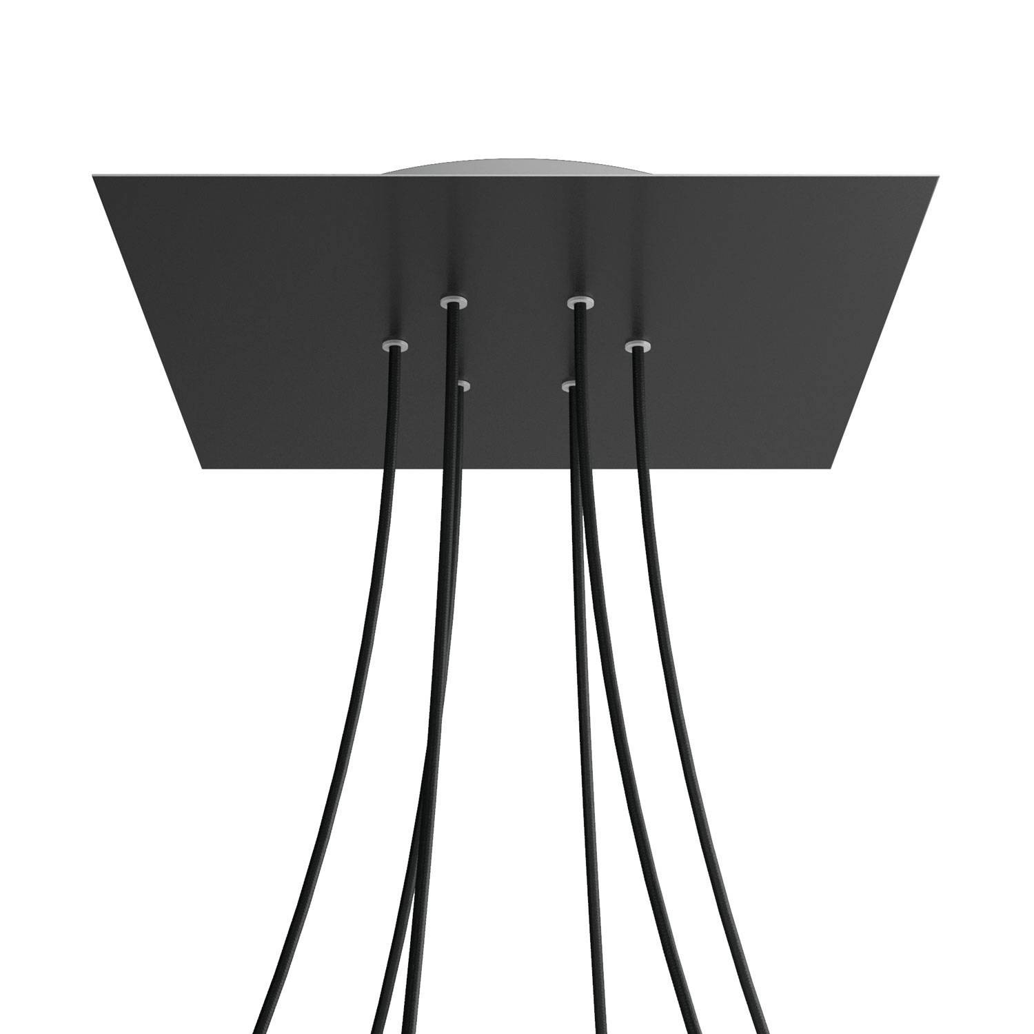 6 Holes - EXTRA LARGE Square Ceiling Canopy Kit - Rose One System - Matt Black