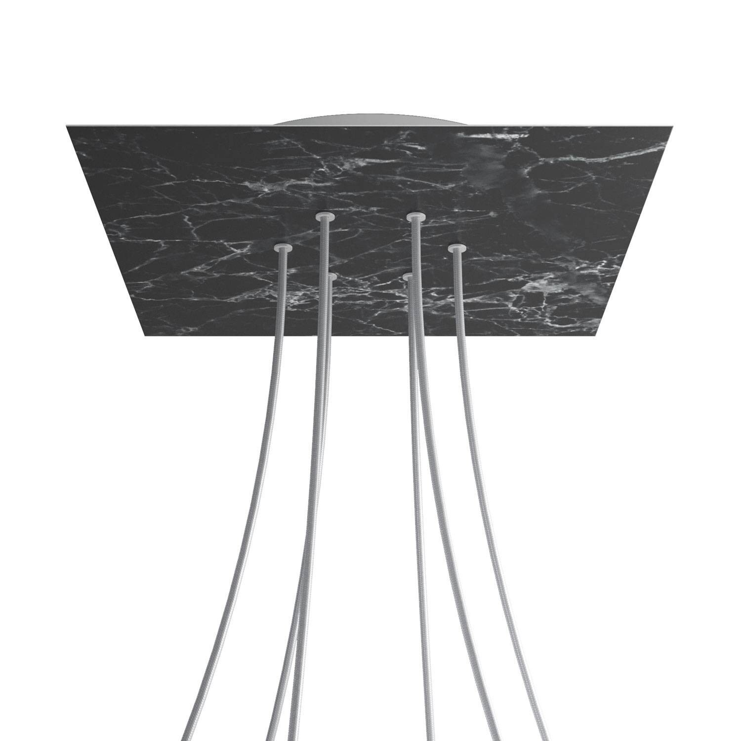 6 Holes - EXTRA LARGE Square Ceiling Canopy Kit - Rose One System - Marble Marquina