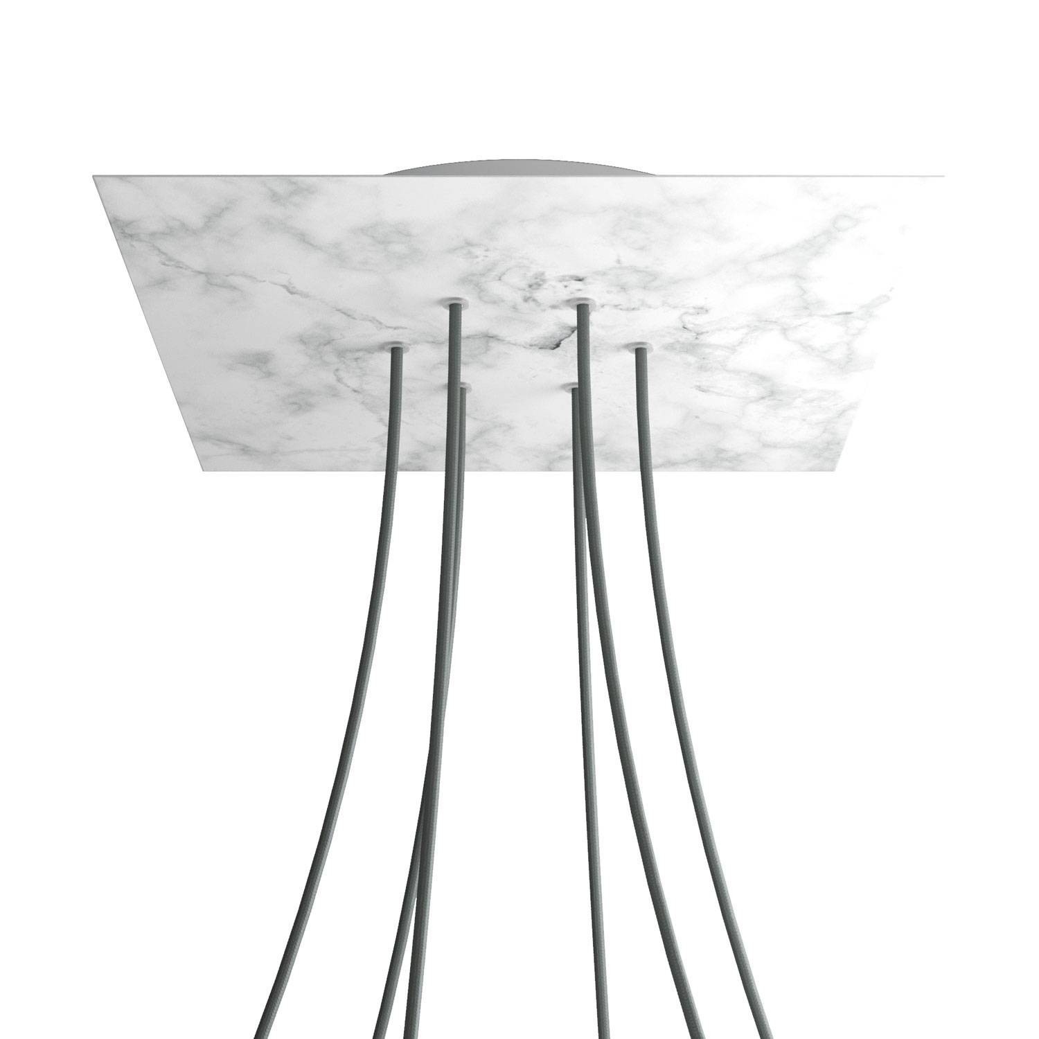 6 Holes - EXTRA LARGE Square Ceiling Canopy Kit - Rose One System - Marble Carrara