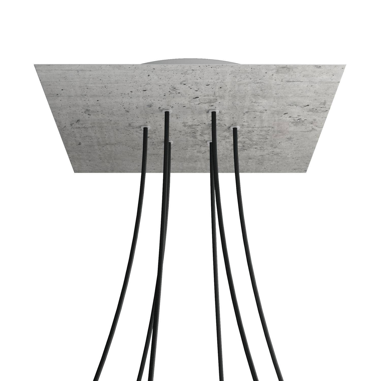 6 Holes - EXTRA LARGE Square Ceiling Canopy Kit - Rose One System - Concrete