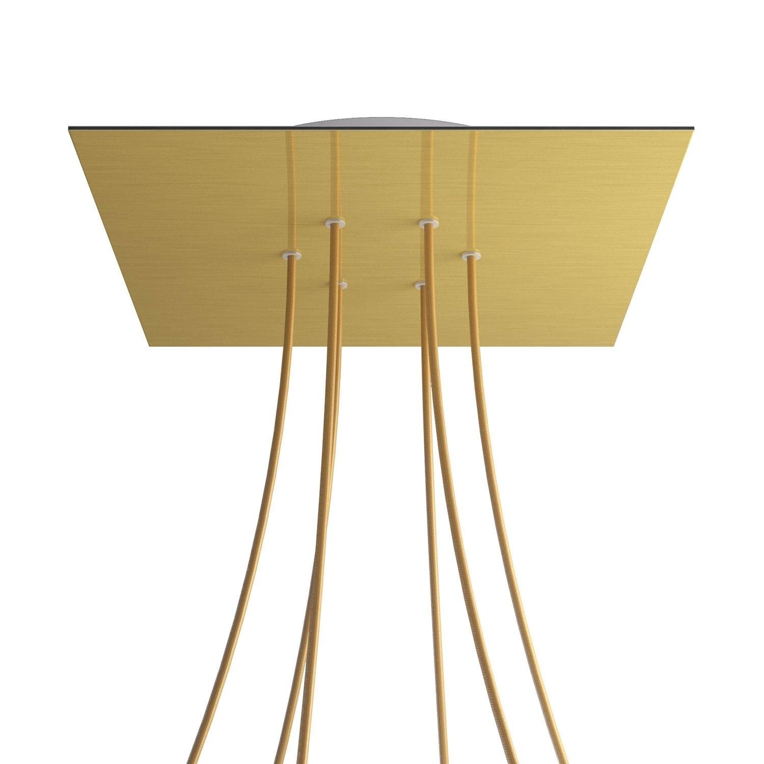 6 Holes - EXTRA LARGE Square Ceiling Canopy Kit - Rose One System - Satin Brass Dibond